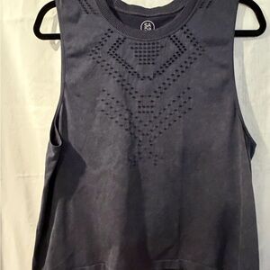 Sage Vintage Washed Gray/Blue Perforated Athleisure Muscle Tee